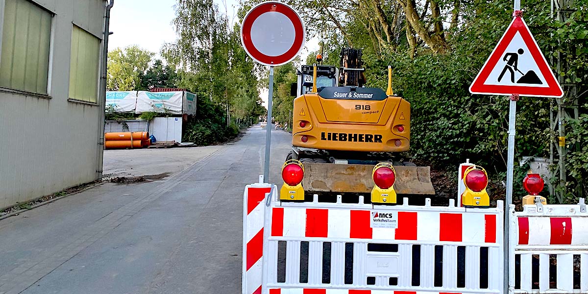 Bauarbeiten in der Straße Bebbelsdorf in Witten (Foto: Marek Schirmer)