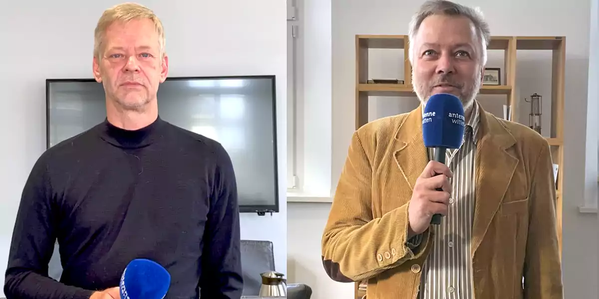 Bürgermeister und Bürgermeister-Kandidat Lars König (l.) im Antenne Witten Interview mit Marek Schirmer (r.) (Screenshot Video)