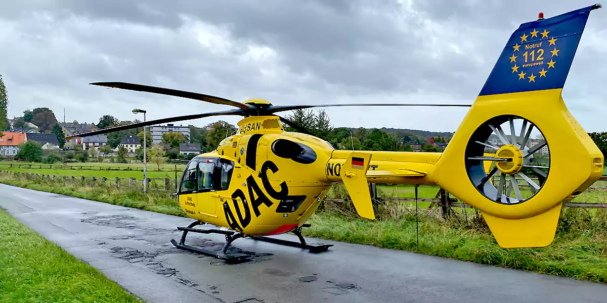 ADAC-Hubschrauber Am Katteloh. (Foto: Marek Schirmer)